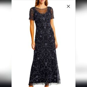 NWT Navy Beaded Gown